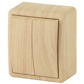 ЭРА Выключатель Эксперт 11-1204-11 двойной 10АХ-250В IP20 ОУ сосна