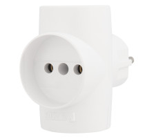 REXANT Тройник электрический, 16 А, без заземления, белый.