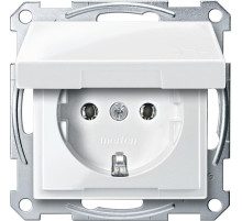 Schneider Electric Merten SM Бел глянец Розетка с/з с крышкой безвинт. зажим