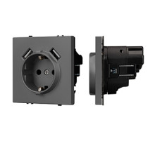 Arlight Механизм розетки с USB зарядкой SCT-NOBE-MUAA-SFPL-GR (230V, 16A) (-)