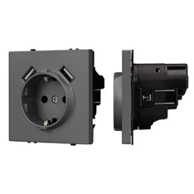 Arlight Механизм розетки с USB зарядкой SCT-NOBE-MUAA-SFPL-GR (230V, 16A) (-)