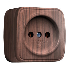 EKF Basic Минск Темное дерево Розетка б/з, 10А, ОП.