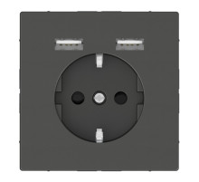 Schneider Electric Merten D-Life Антрацит Розетка Schuko с 2 USB c зарядным устройством 2,4 A