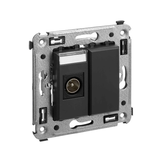 Розетка TV одиночная в стену, Avanti, черный матовый