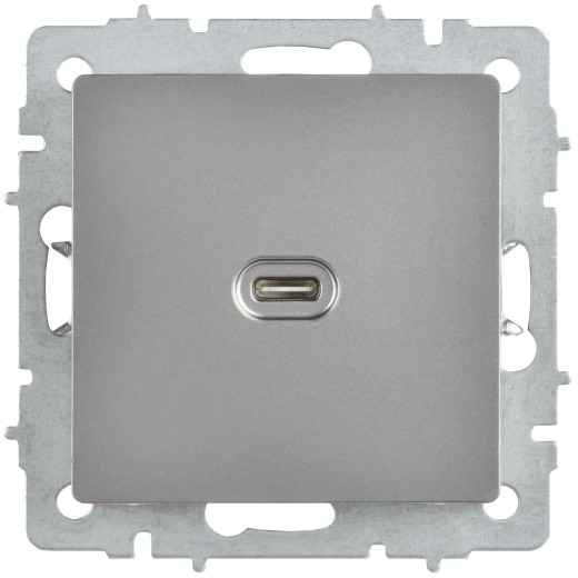 BRITE Роз. USB C 65Вт высокоскор. зар. РЮ12-1-БрС сталь IEK