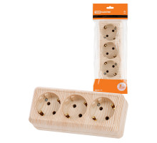 TDM Розетка 3-х местная горизонтальная 2П+3 открытой установки IP20 16A сосна 