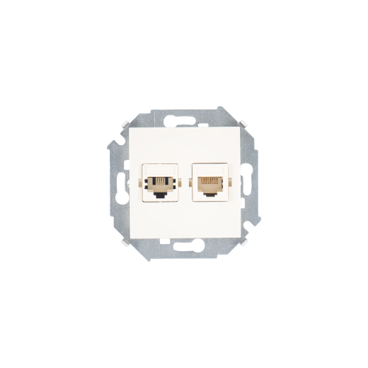 Simon 15 Бежевый Розетка телефонная + компьютерная RJ11+RJ45 кат.5е
