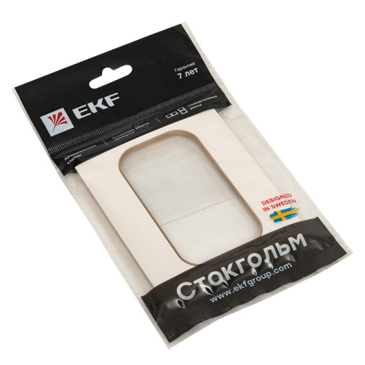 Стокгольм Рамка для розетки 2-местная белая с линией цвета красный EKF PROxima