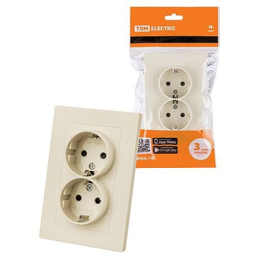 Розетка двойная 2П+З 16А 250В с защ. шт. сл. кость 