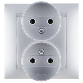 Simon 15 Алюминий Розетка 2-ая б/з литая, 16А, 250В, винт.зажим