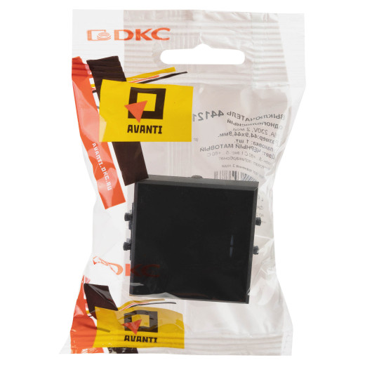 Выключатель одноклавишный модульный, Avanti, черный матовый, 2 модуля