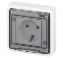 ЭРА Розетка Эксперт 11-2522-01 с заземлением с крышкой 2P+E IP55 шторки 16A-250В СУ белый