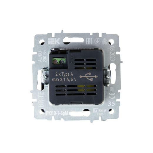 BRITE Роз. USB A+A 3,1А РЮ10-1-БрМ мар. IEK