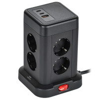 DOMINIC Удлинитель У08K 1,5м 3х1мм2 USB A+C 20Вт чер IEK