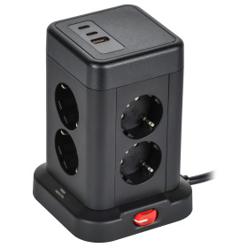 DOMINIC Удлинитель У08K 1,5м 3х1мм2 USB A+C 20Вт чер IEK