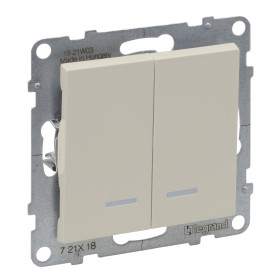 Legrand/Daccord SUNO Слоновая кость Переключатель двухклавишный 10АХ 250В с подсветкой..
