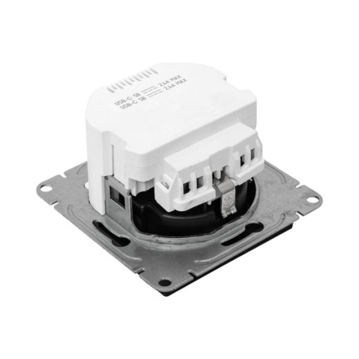 Механизм розетки с USB-C - 2шт, 16А, с заземлением, со шторками, чёрный Эпика EKF