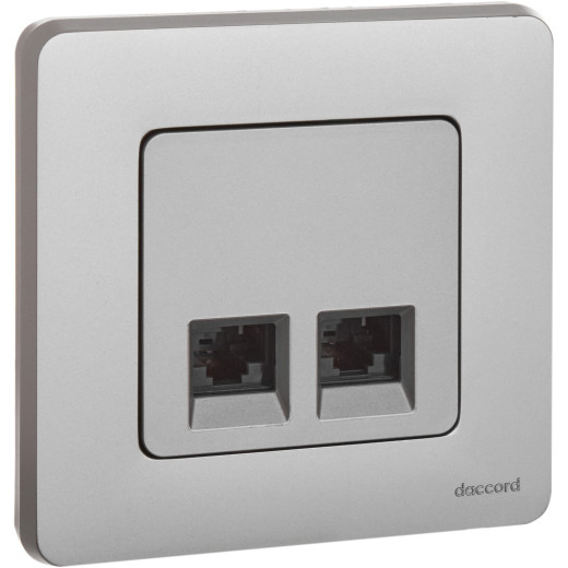 Розетка компьютерная двойная RJ45 категория 6 UTP - Legrand/Daccord Inspiria - алюминий