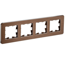 IEK BRITE DECOR Коричневый металл. скругл.угол Рамка 4-мест. РУ-4-1-Бр RE AL