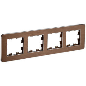 IEK BRITE DECOR Коричневый металл. скругл.угол Рамка 4-мест. РУ-4-1-Бр RE AL