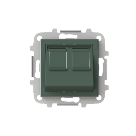 Накладка для 2-х суппортов/разъёмов типа 2017... и/или 2018..., наклонная, со шторками, серия SKY, цвет Комодоро