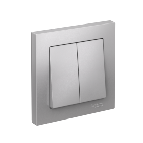 Systeme Electric AtlasDesign Алюминий Выключатель 2-клавишный сх.5, 10АХ, в сборе