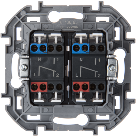 Переключатель двухклавишный с подсветкой - Legrand Inspiria - 10A 250В безвинтовые зажимы - белый