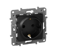 Legrand Etika Антрацит Розетка с/з со шторками, винт. клеммы, 16А, 250 В.