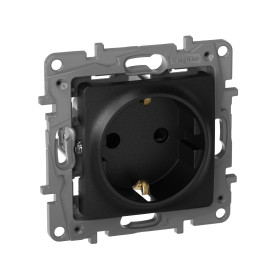 Legrand Etika Антрацит Розетка с/з со шторками, винт. клеммы, 16А, 250 В.