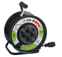 ЭРА Удлинитель силовой RMx-4es-3x1.5-50m-IP44(KG) на металлической катушке c заземлением 4 розетки 50м КГ 3х1.5мм2