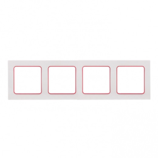 Стокгольм Рамка 4-местная белая с линией цвета красный EKF PROxima