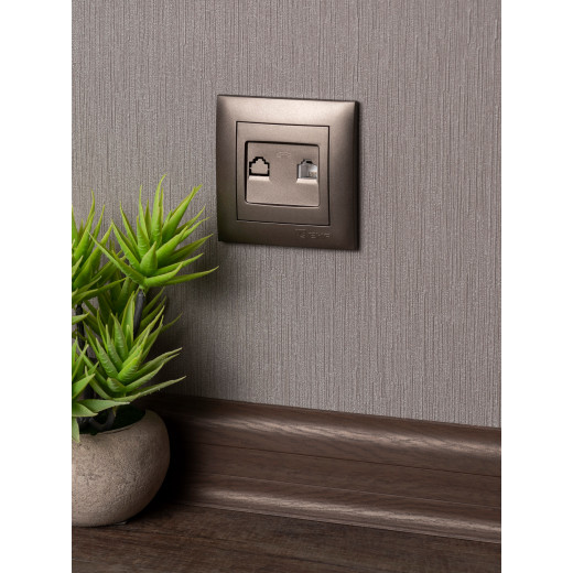 Валенсия лицевая панель розетки Phone 1-местная графит EKF PROxima