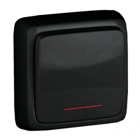 HEGEL Черный ВА10-164-08 Переключатель открытой установки, одноклавишный, с индикацией, с изолирующей пластиной