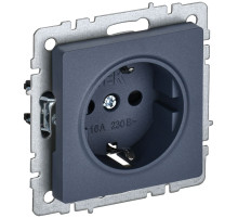 IEK BRITE BASE Маренго Розетка 1-м с/з с защ шторк 16А РС14-1-0-БрМ