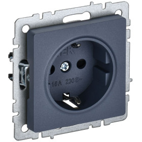 IEK BRITE BASE Маренго Розетка 1-м с/з с защ шторк 16А РС14-1-0-БрМ