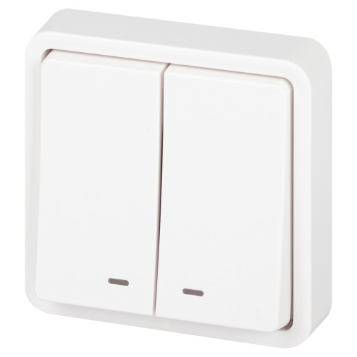 Выключатель ЭРА Эксперт 11-1525-01 двойной с подсветкой IP55 10АХ-250В СУ белый