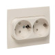 Стокгольм Розетка 2-местная с/з 16А автоматические клеммы белая с защ. штор. EKF PROxima