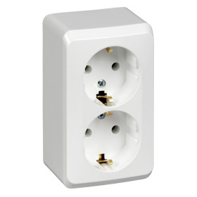 Systeme Electric Этюд наруж Бел Розетка 2-ая с/з без шторок