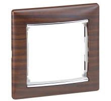 Legrand Valena Classic Темное дерево/Серебро Рамка 1-ая.