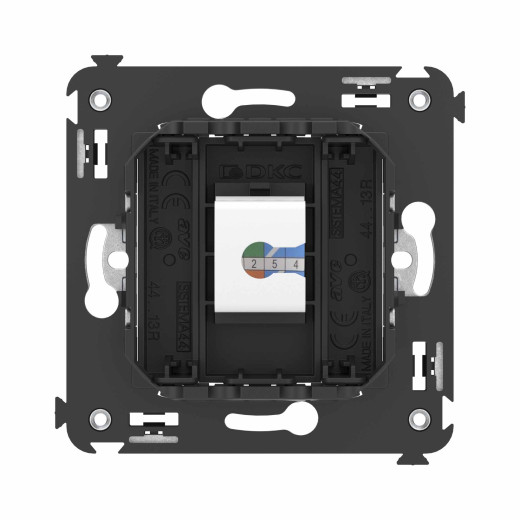 Компьютерная розетка RJ-45 без шторки в стену, кат.6А одинарная, Avanti, черный матовый