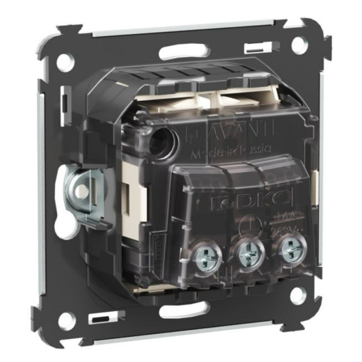 Розетка в стену, 2P+E, с з/ш, Avanti, ванильная дымка