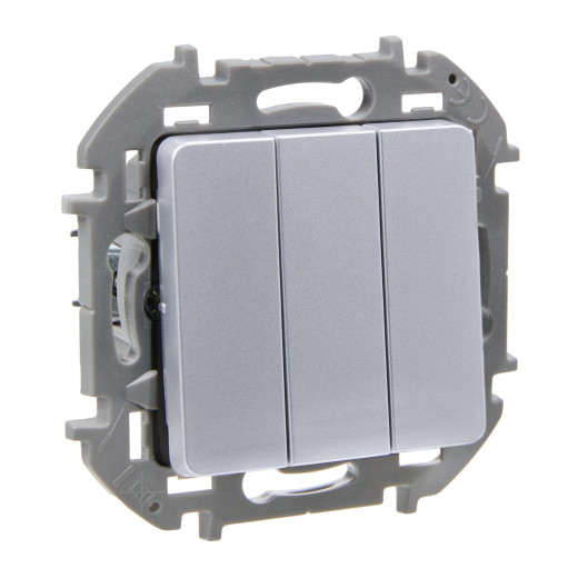 Выключатель трёхклавишный - Legrand/Daccord Inspiria - 10АХ 250В винтовые зажимы - алюминий