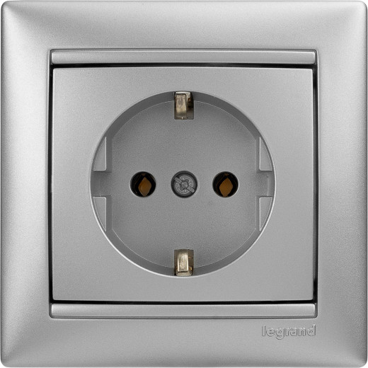 Розетка с заземлением - Legrand Valena - без шторок 16А 250В винтовые зажимы - алюминий