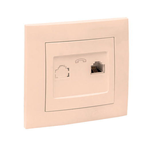 Валенсия розетка телефонная RJ-11 1-местная кремовая EKF PROxima