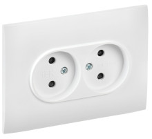 IEK SKANDY Арктический белый Розетка 2-ая б/з с защитными шторками 10А в сборе SK-R09W