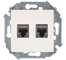 Simon 15 Слоновая кость Розетка компьютерная двойная 2хRJ45 кат.6A (АМР, FTP)