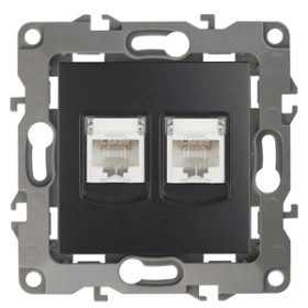 ЭРА Розетка Серия 12 12-3108-05 информационная двойная 2XRJ45 IP20 антрацит