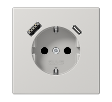 JUNG Светло-серый Розетка SCHUKO® с USB-зарядным устройством, тип A + тип С; термопласт