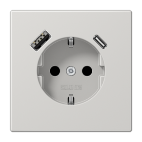 JUNG Светло-серый Розетка SCHUKO® с USB-зарядным устройством, тип A + тип С; термопласт