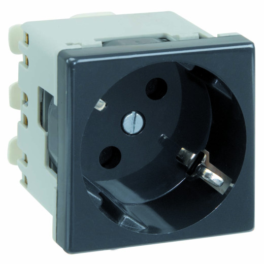 Simon Розетка 2к+з Schuko 45х45мм, быстрое соединение, графит